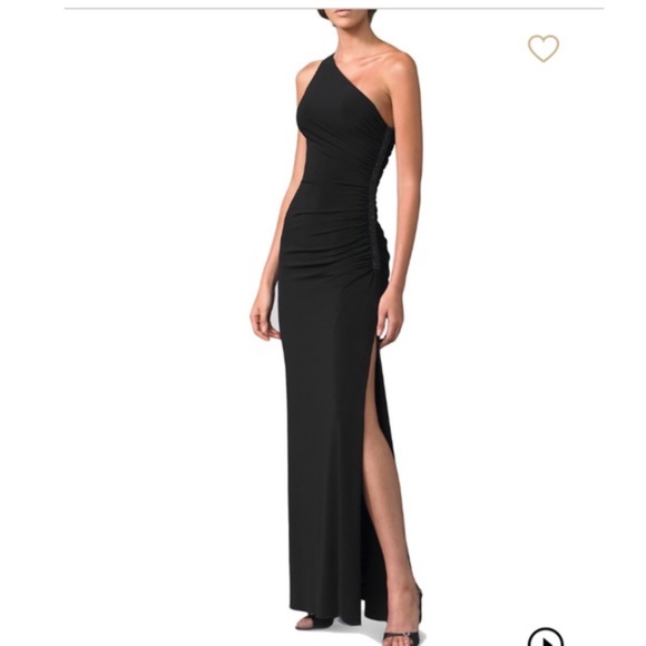 Laundry Shelli Segal Black Dress Gown One Shoulder